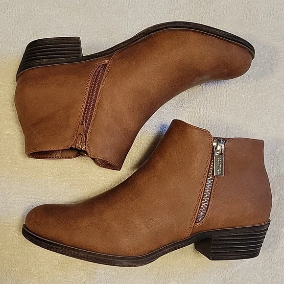 Nautica ALARA Brown Ankle Boots with Side Zipper and Low Heel, NEW - Picture 5 of 11